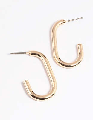 Gold Rectangle Hoop Earrings