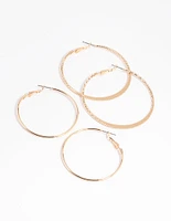 Gold Plain Hoop Earring Set