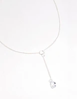 Silver Diamante Lariat Necklace