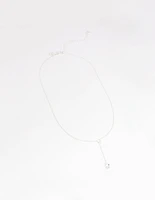 Silver Diamante Lariat Necklace