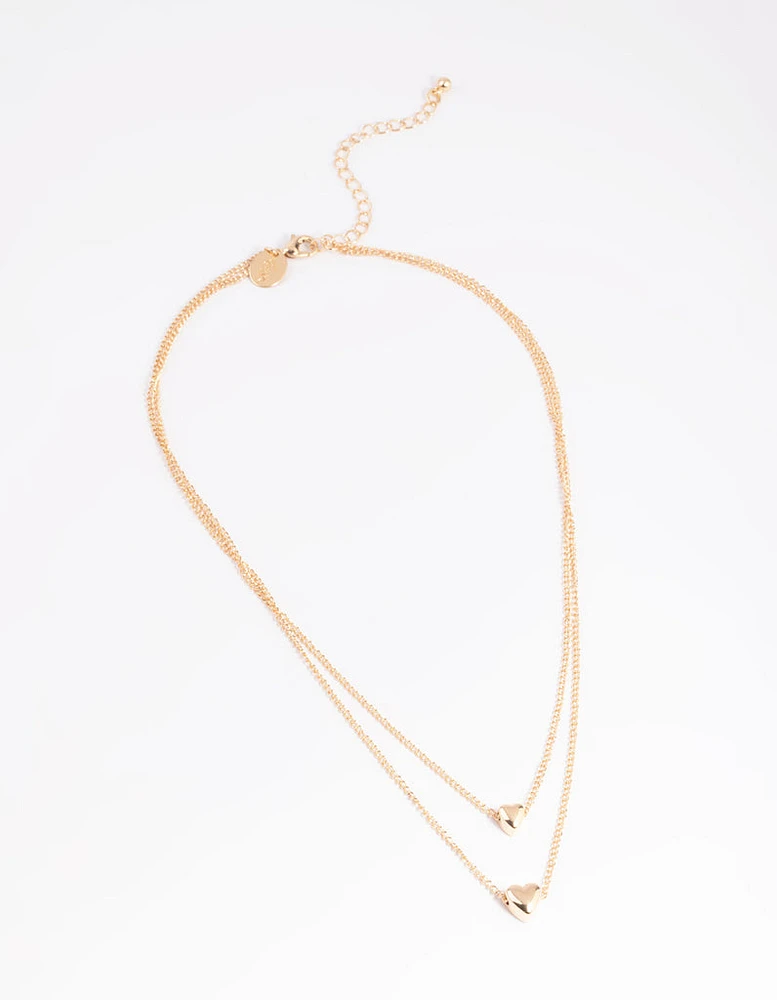 Gold Heart Layered Necklace