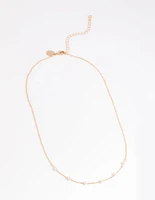 Gold Dainty Pearl Necklace