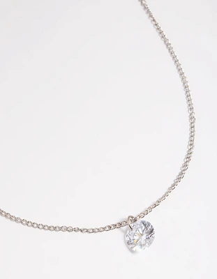 Rhodium Diamante Simple Necklace