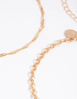 Gold Twisted Anklet Set