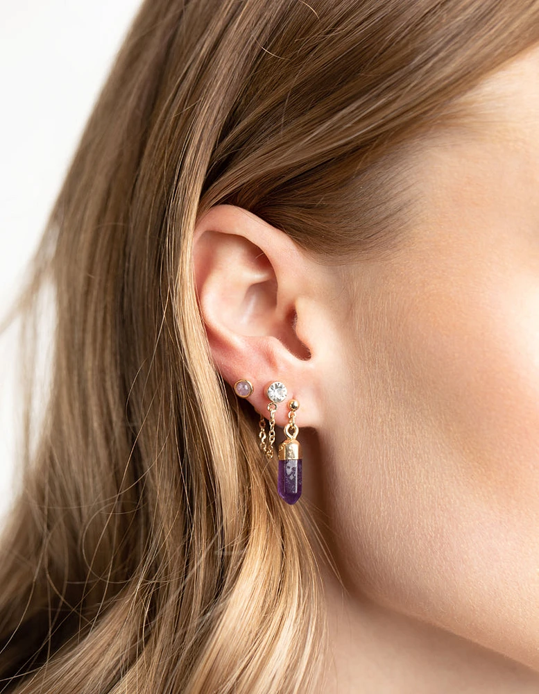 Purple Amethyst Shard Earring Stack Pack