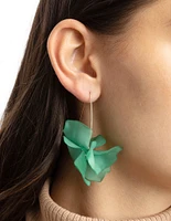 Green Frosted Flower Drop Earrings