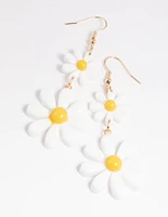 90s White Daisy Drop Earrings