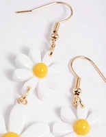 90s White Daisy Drop Earrings