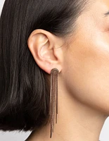 Brown Waterfall Chain Drop Earrings
