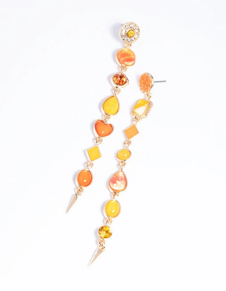 Orange Stone Drop Earrings