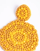 Yellow Beaded Drop Earrings