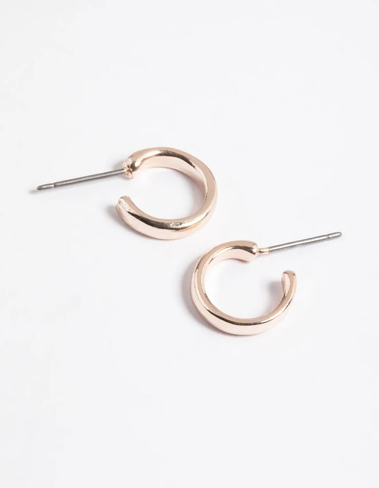 Rose Gold Rounded Huggie Hoop Earrings