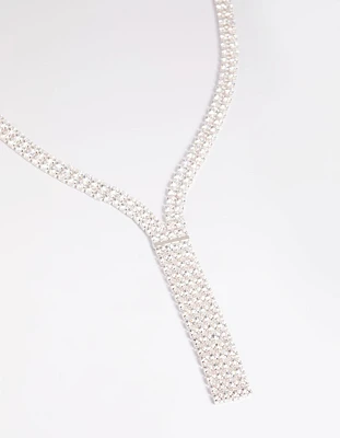 Silver Cubic Zirconia Fringe Necklace
