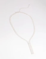 Silver Cubic Zirconia Fringe Necklace