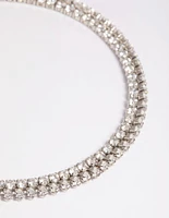 Rhodium Cubic Zirconia Layered Tennis Bracelet