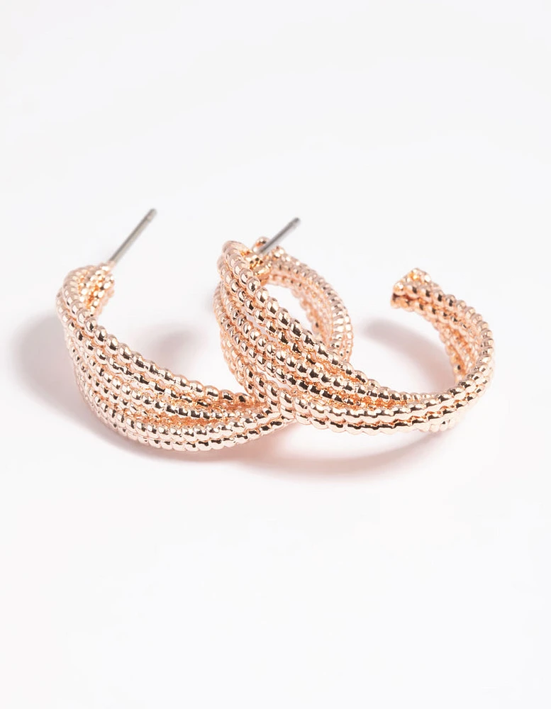 Rose Gold Criss Cross Hoop Earrings