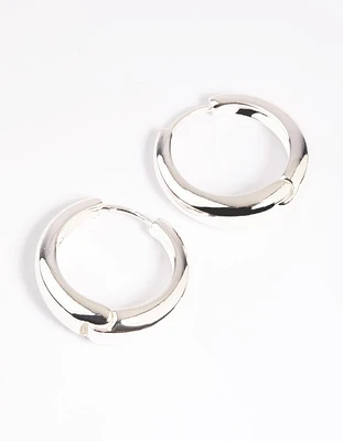 Silver Large Huggie Hoop Earrings