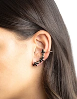 Black Diamante Leaf Ear Cuff