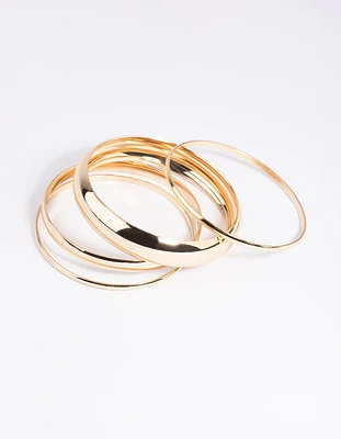 Gold Thick & Thin Bangle Bracelet 4-Pack