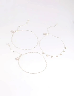 Silver Disc Chain Anklets