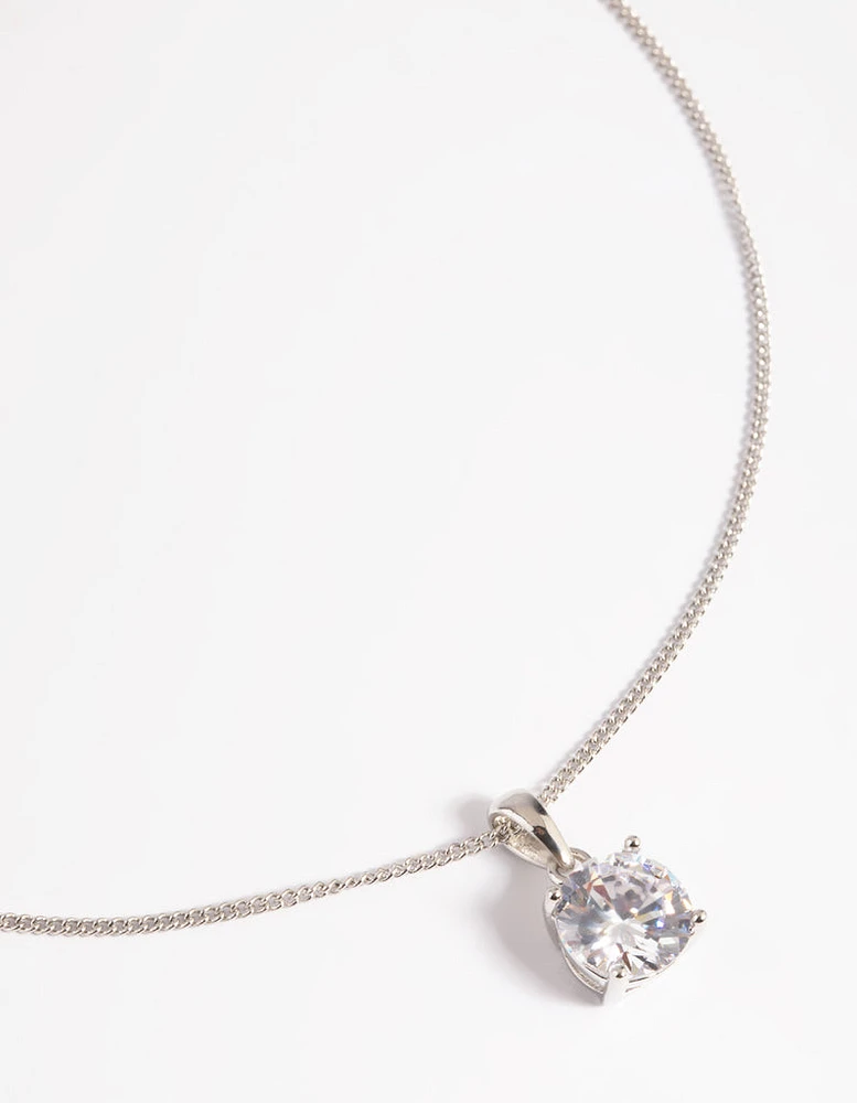 Rhodium Diamond Simulant Cubic Zirconia Necklace