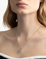 Rhodium Diamond Simulant Cubic Zirconia Necklace