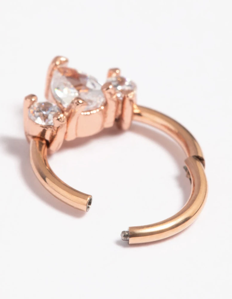 Rose Gold Plated Titanium Marquise Clicker Ring