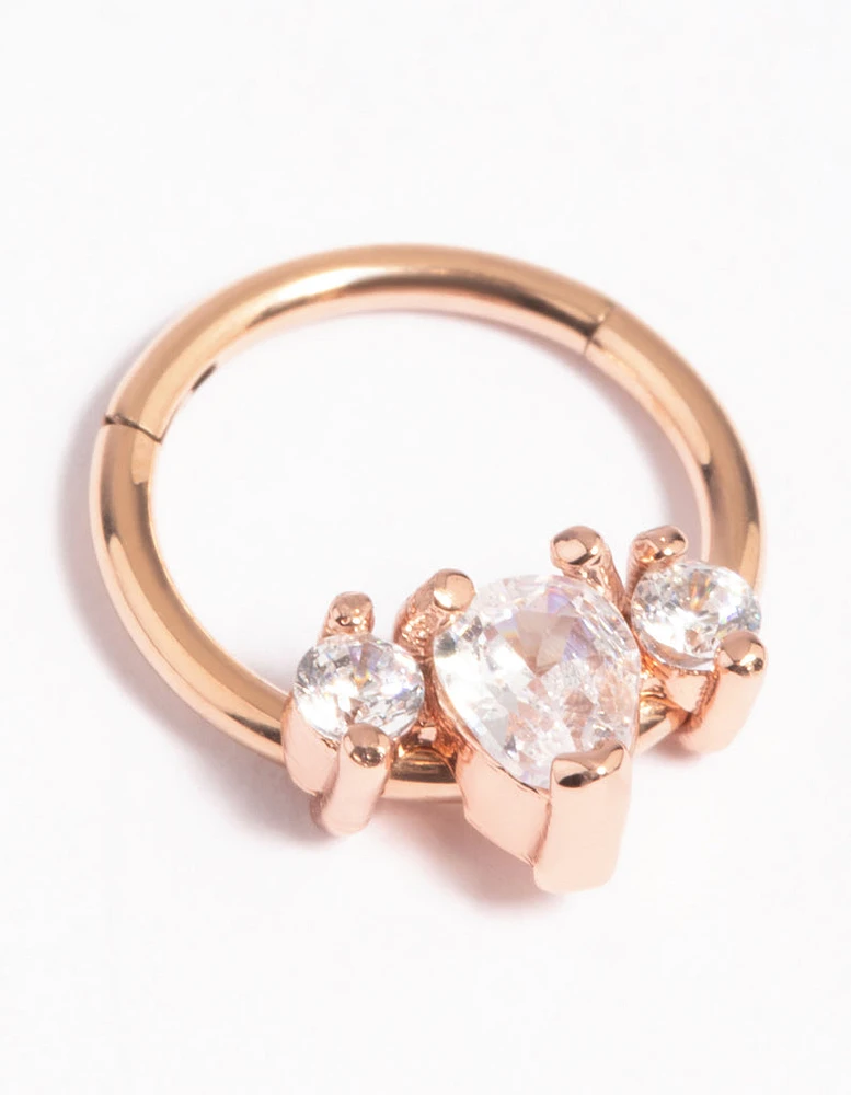 Rose Gold Plated Titanium Marquise Clicker Ring