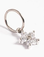 Titanium Cubic Zirconia Flower Clicker Ring