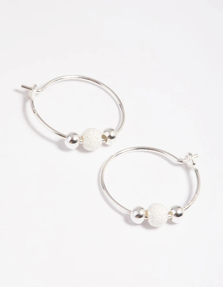 Sterling Silver Ball Hoop Earrings