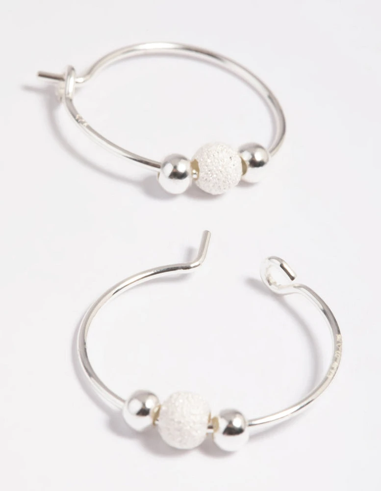 Sterling Silver Ball Hoop Earrings