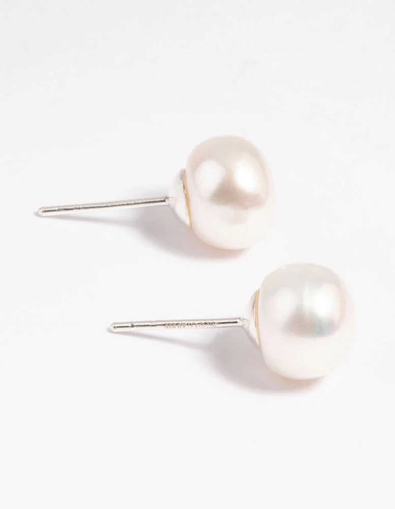 Sterling Silver Freshwater Pearl 10mm Stud Earrings