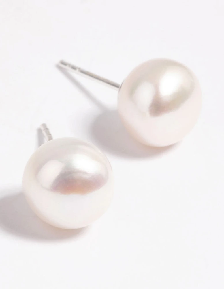 Sterling Silver Freshwater Pearl 10mm Stud Earrings