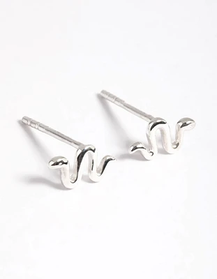 Sterling Silver Snake Stud Earrings