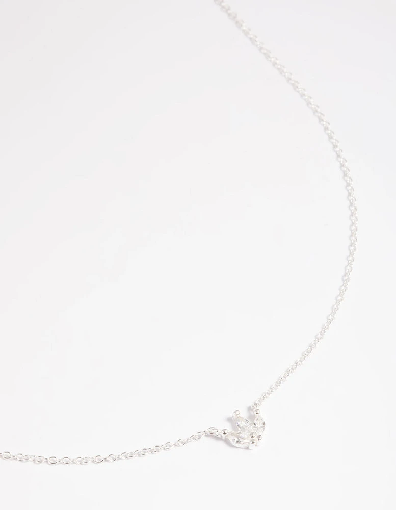 Sterling Silver Cubic Zirconia Lily Pendant Necklace