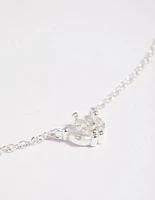 Sterling Silver Cubic Zirconia Lily Pendant Necklace