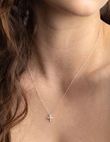 Sterling Silver Cubic Zirconia Marquise Cross Necklace