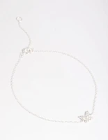 Sterling Silver Cubic Zirconia Butterfly Chain Bracelet