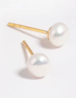 Gold Plated Sterling Silver Freshwater Pearl Stud Earrings