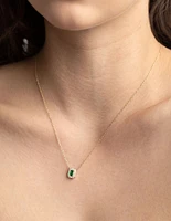 Gold Plated Sterling Silver Green Baguette Necklace