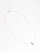 Rose Gold Plated Sterling Silver Cubic Zirconia Heart Necklace