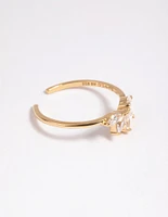 Gold Plated Sterling Silver Fan Diamante Ring