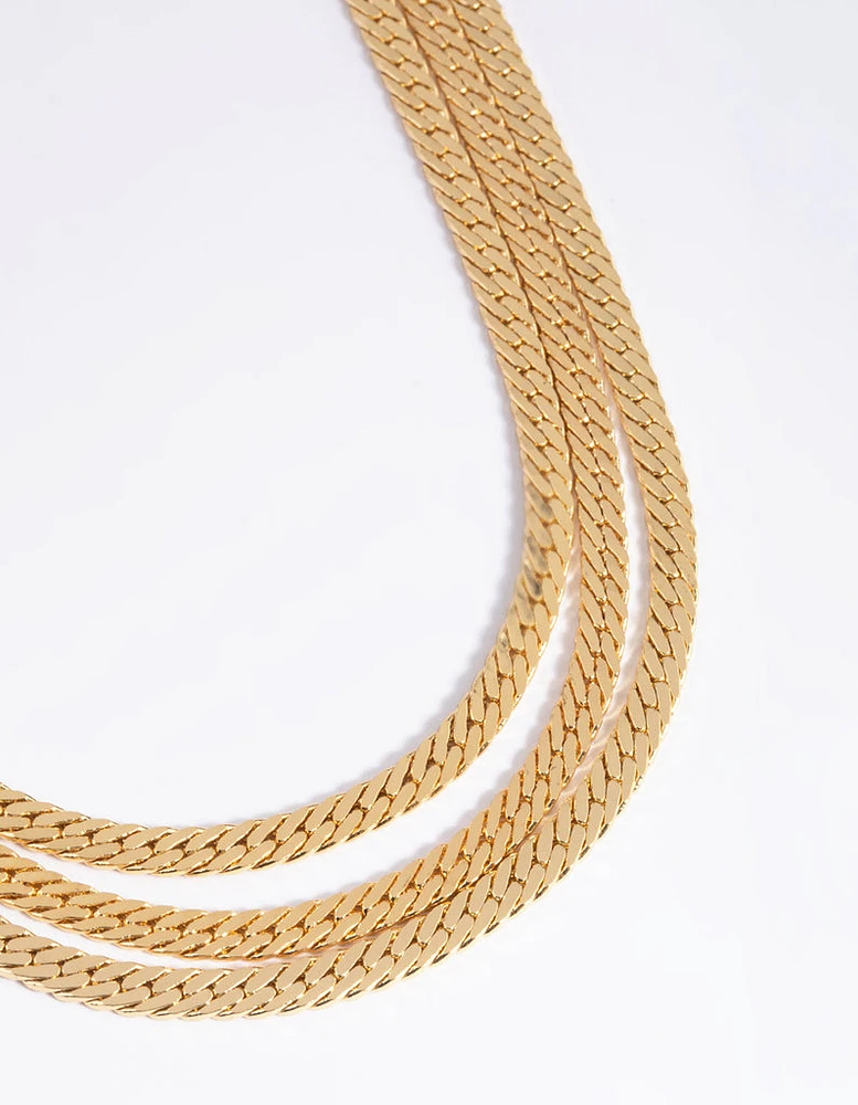 Gold Plated Snake Chain Layered Necklace