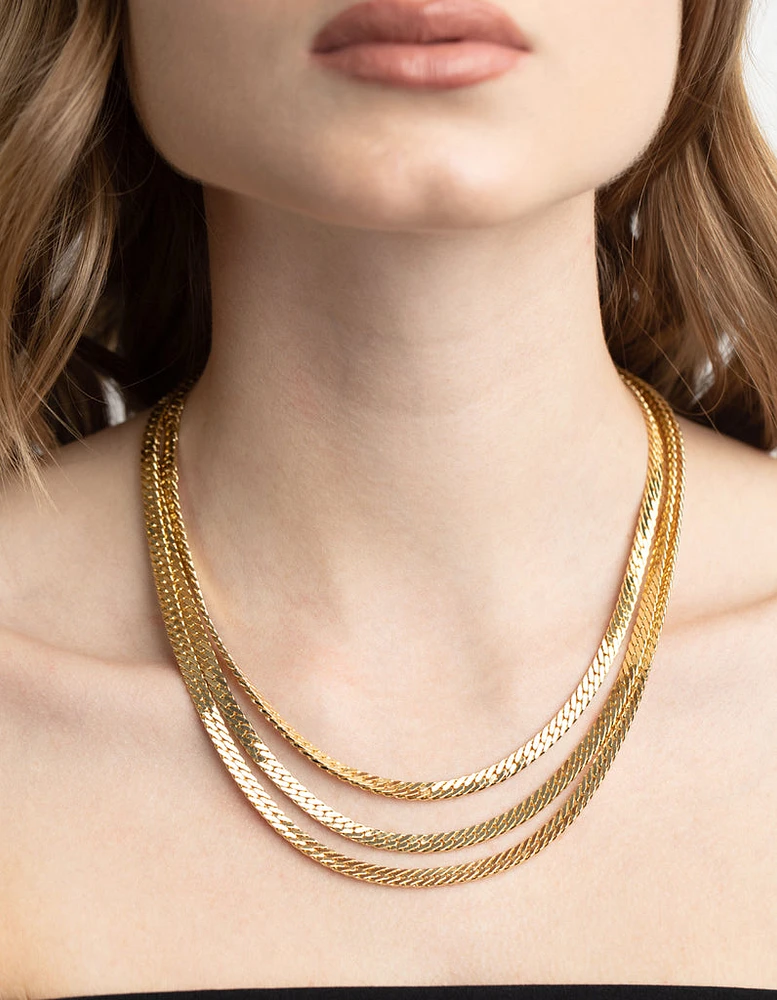 Gold Plated Snake Chain Layered Necklace