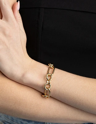 Gold Plated Rectangle Link Bracelet