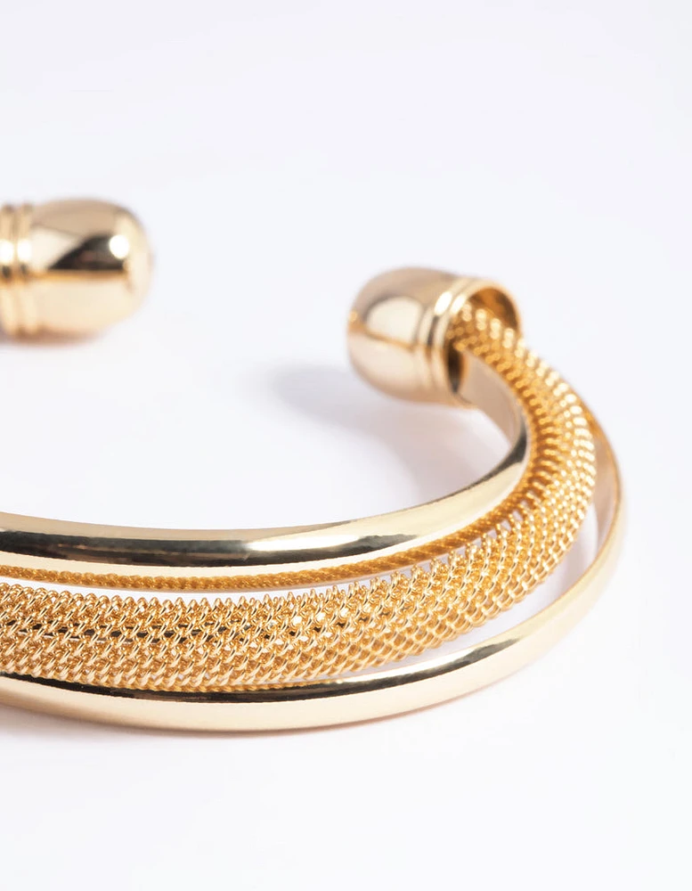 Gold Plated Smooth Cuff Bangle Bracelet