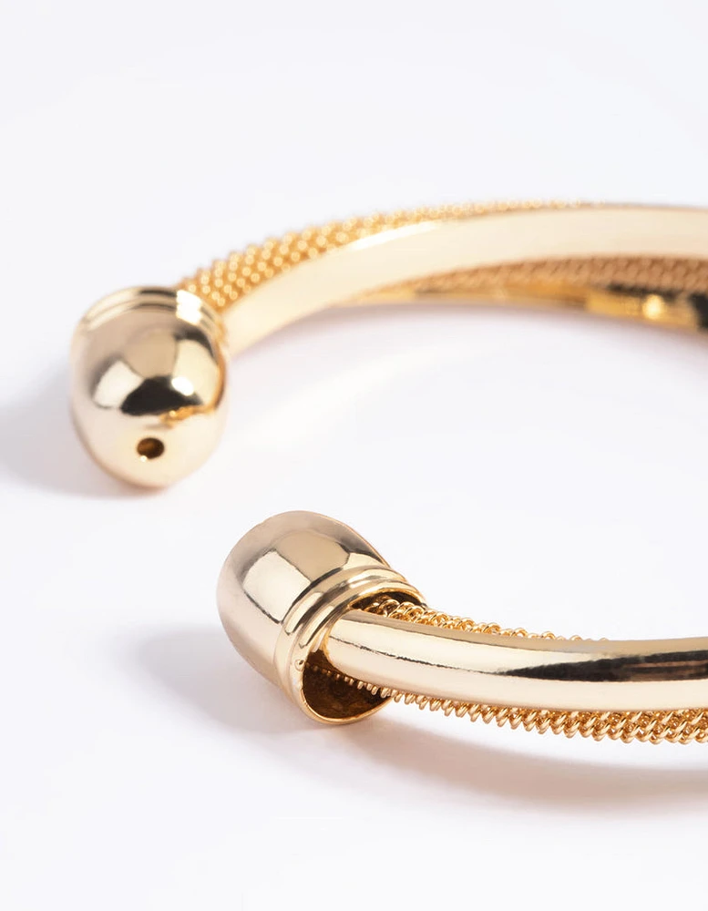 Gold Plated Smooth Cuff Bangle Bracelet