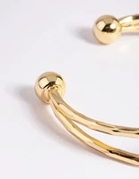 Gold Plated Molten Cuff Bangle Bracelet