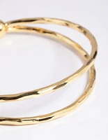 Gold Plated Molten Cuff Bangle Bracelet