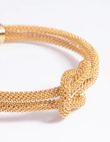 Gold Plated Knotted Cuff Bangle Bracelet